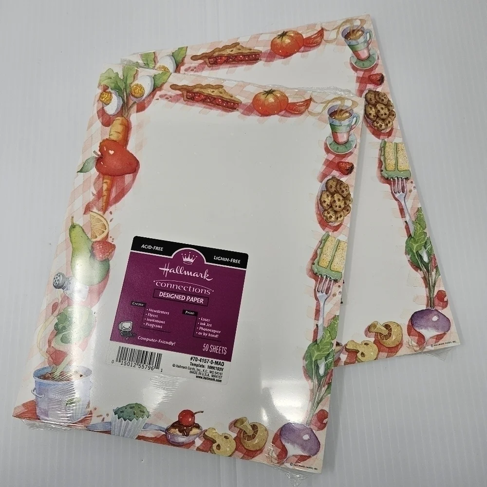 Hallmark Computer Paper 100 Sheets Food Themed Picnic Party Menu Invitations New